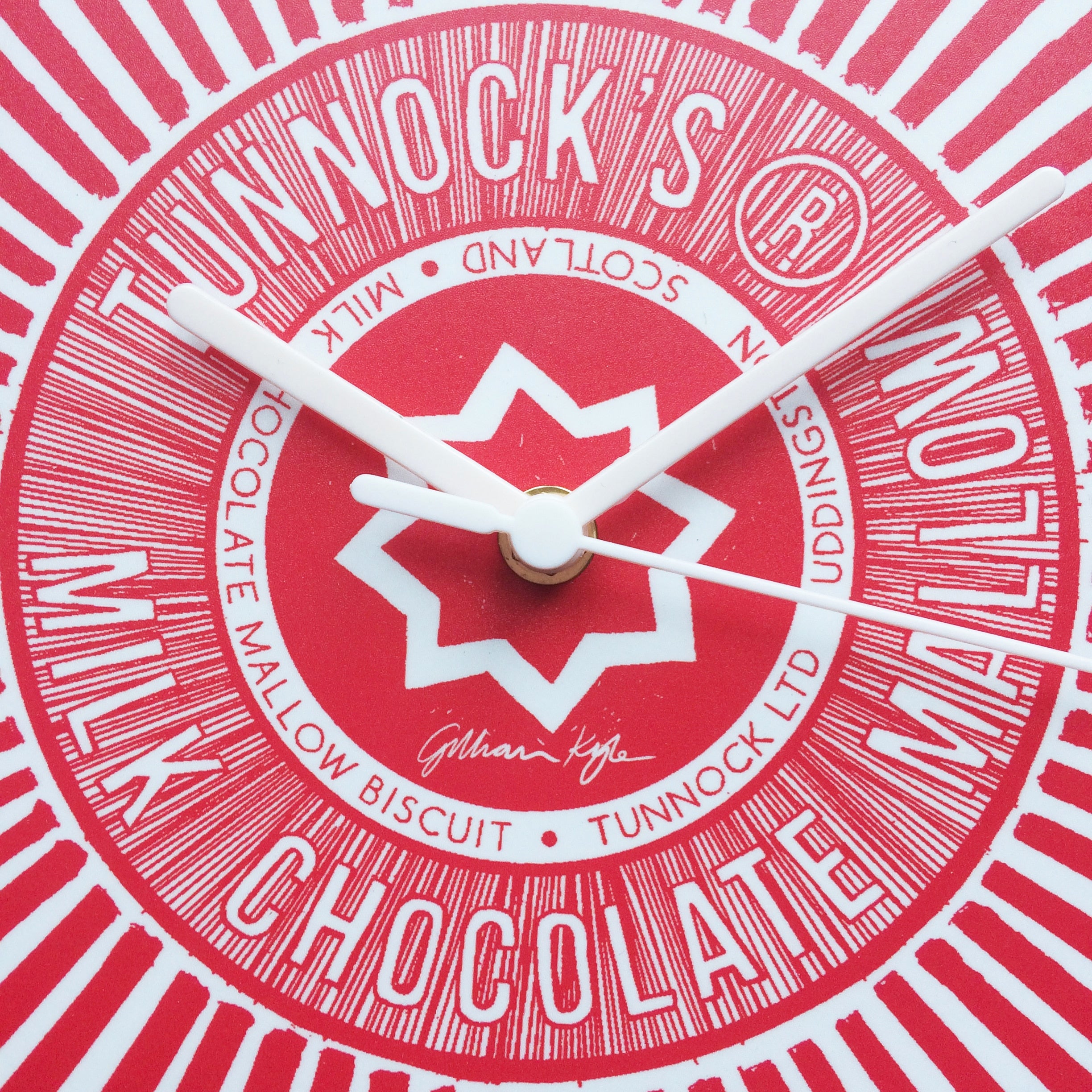 Tunnocks Teacake Wrapper Wall Clock by Gillian Kyle