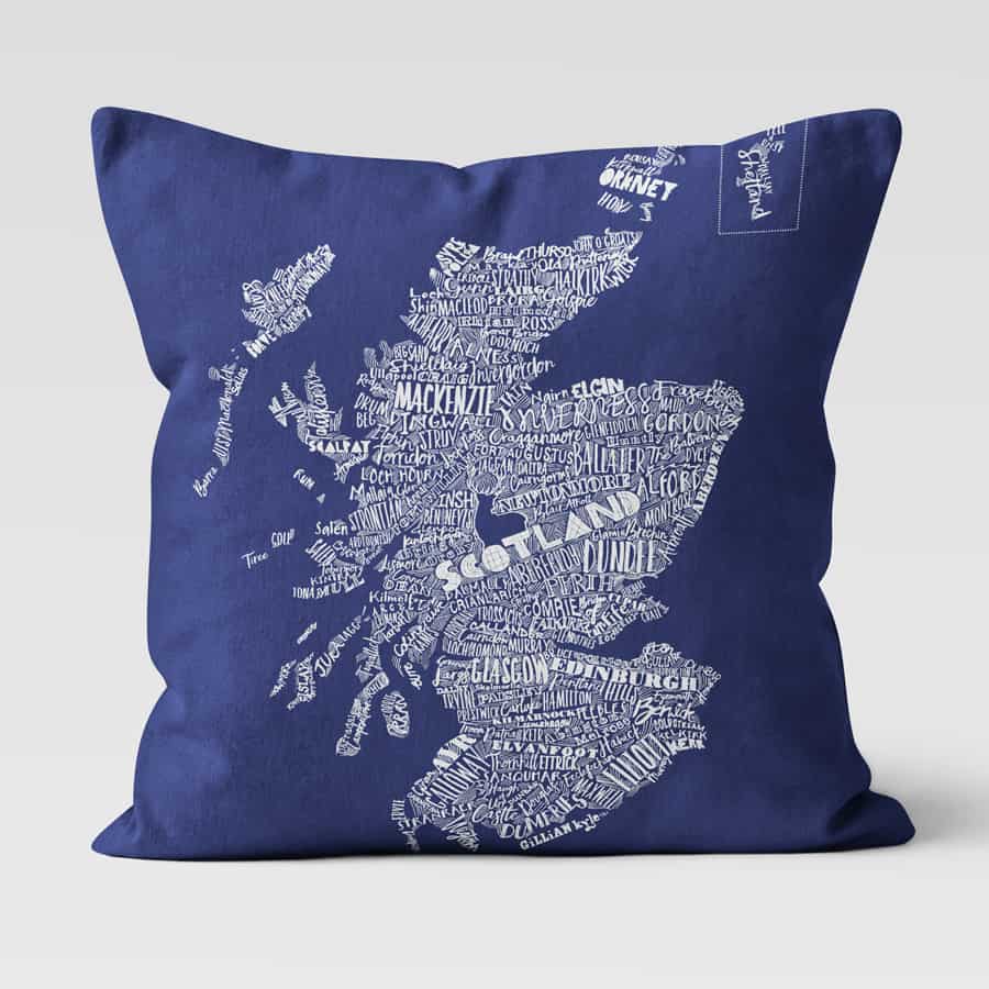 Mapped Out Cushion in Navy by Gillian Kyle