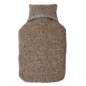 Recycled Wool Hot Water Bottle in Diagonal Stripe Almond by Tweedmill