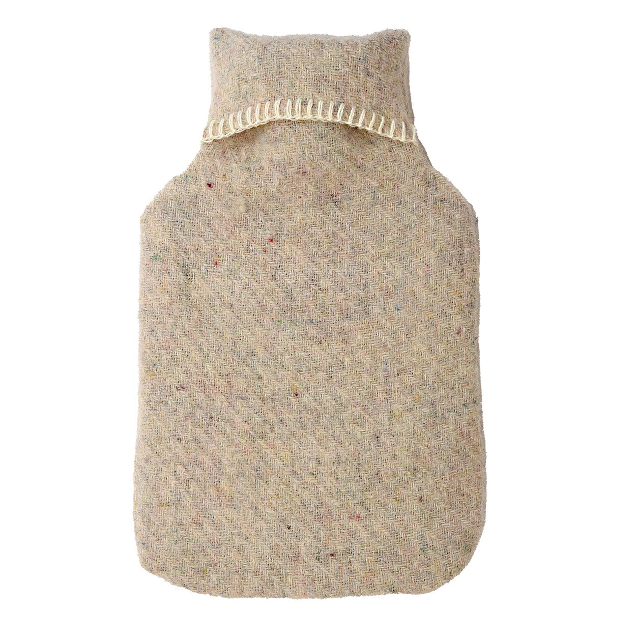 Recycled Wool Hot Water Bottle in Diagonal Stripe Latte by Tweedmill