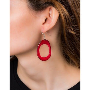 Loop Tagua Nut Earring in Red by Pretty Pink
