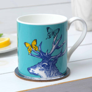 Stag, Butterflies and Bees China Mug by Gillian Kyle