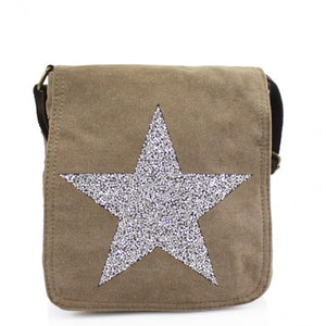 Star Canvas Cross Body Messenger Bag